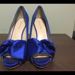 Pelle Moda Blue Satin platform Heel.